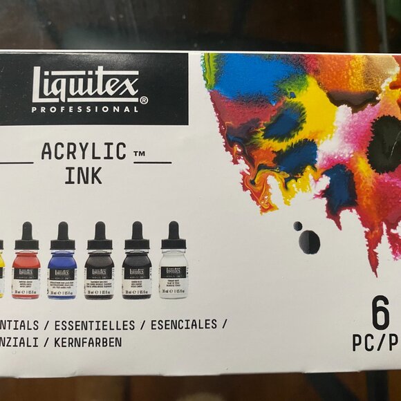 Liquitex Professional Acrylic Ink 6x1oz Essentials Colors Set, Opened and Unused - Picture 1 of 5
